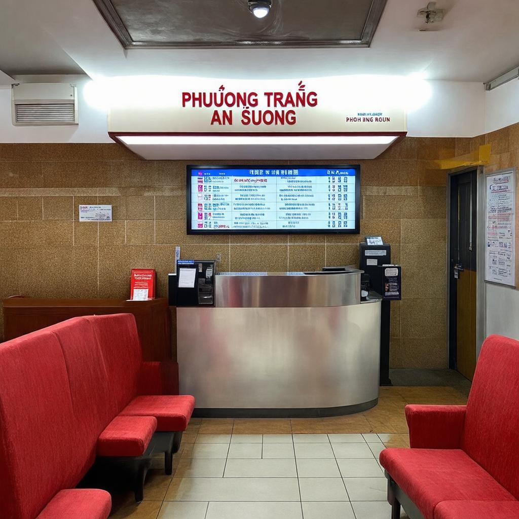 Khu vuc cho khach va dat ve tai diem Xe Phuong Trang An Suong